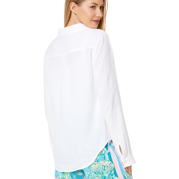 [LILLY PULITZER] Geanie Button Down in ‘Resort White’ - Picture 3 of 9